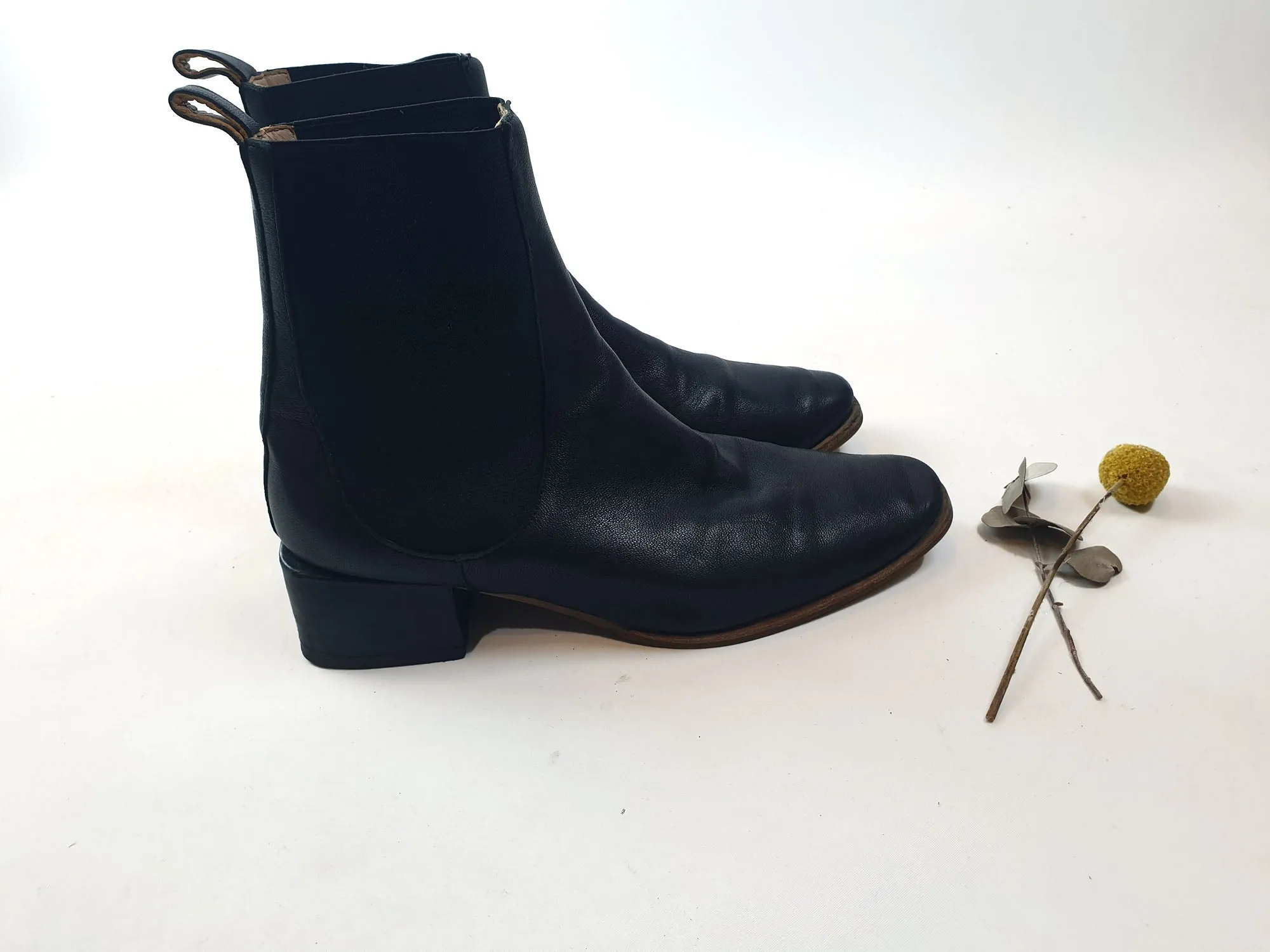 Nancybird soft black leather low heeled boots size 38
