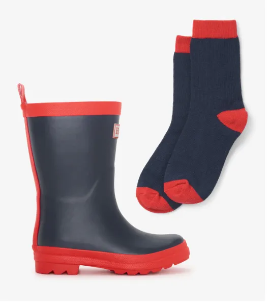 Navy Matte Rain Boots
