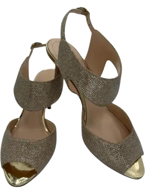 *NEW* Nicholas Kirkwood Metallic Beige Glitter Fabric Ankle Strap Sandals