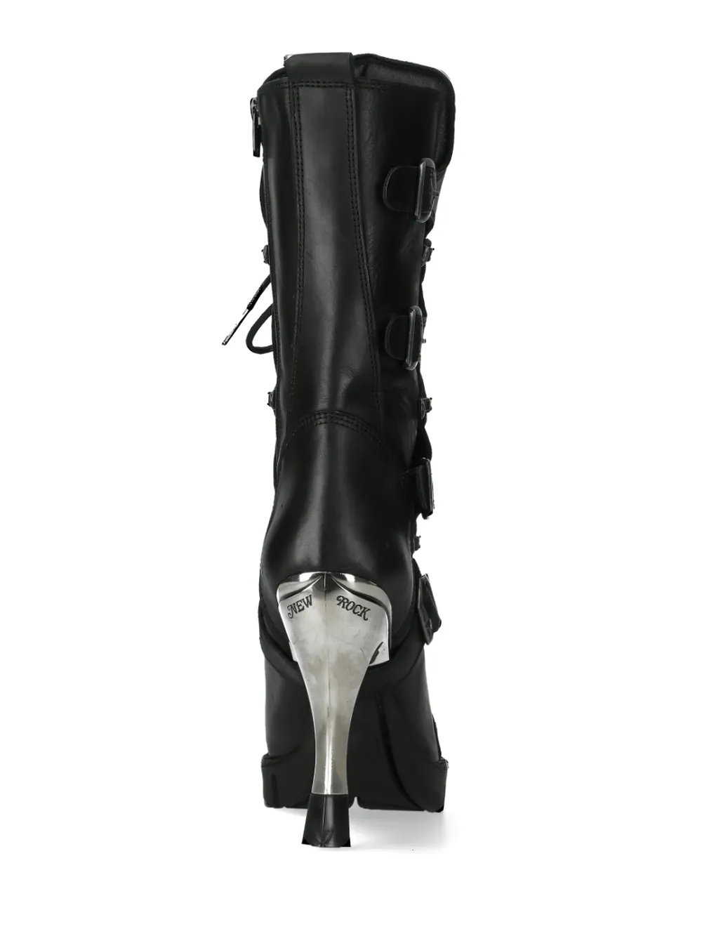NEW ROCK Urban Black Lace-Up Heeled Boots With Buckles