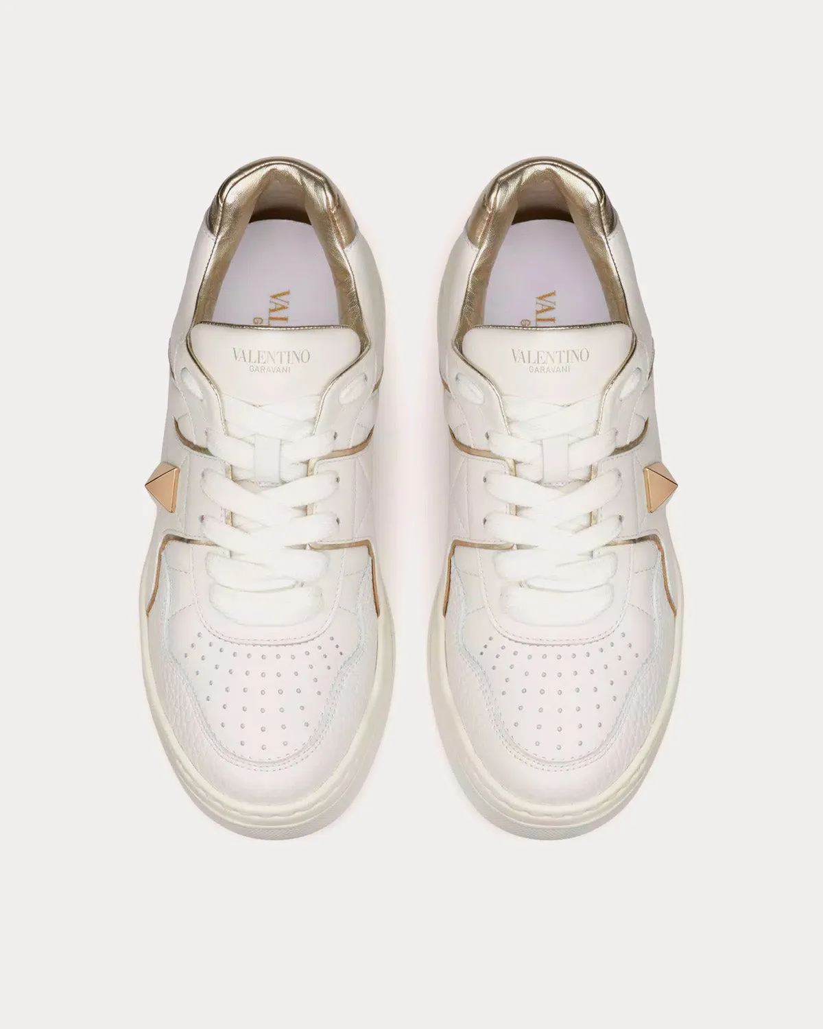 One Stud Calfskin White / Platinum Low Top Sneakers