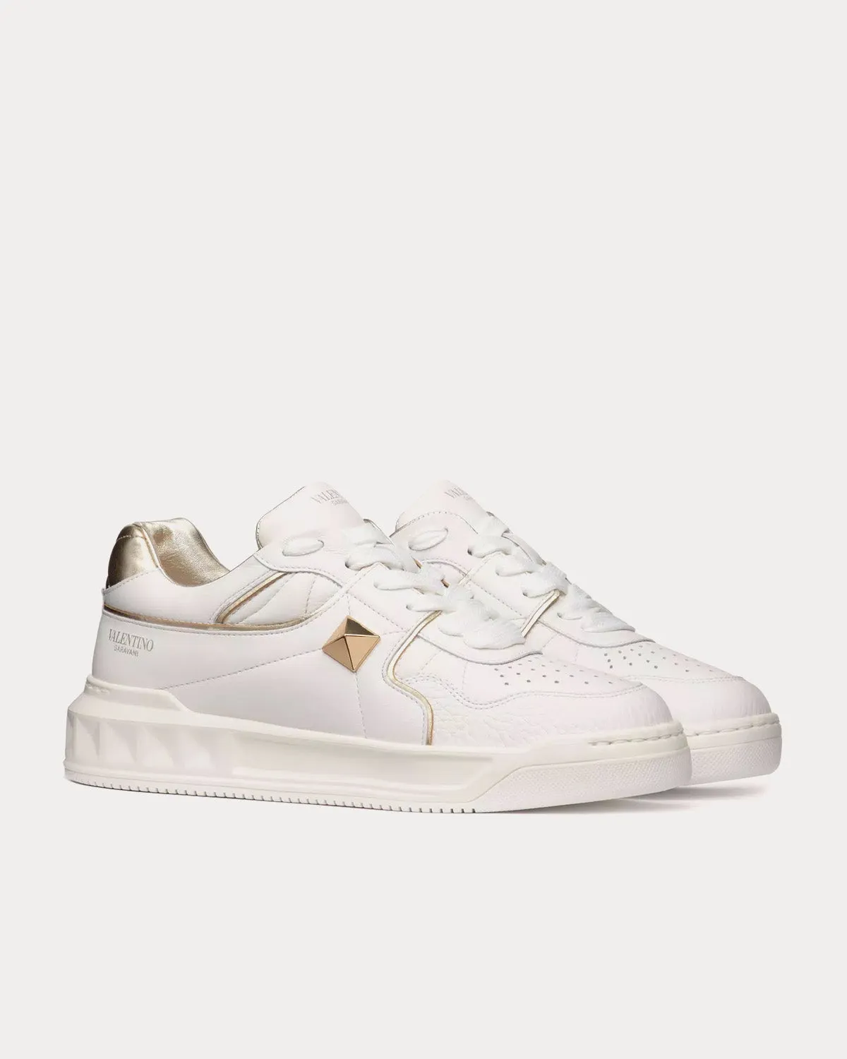 One Stud Calfskin White / Platinum Low Top Sneakers