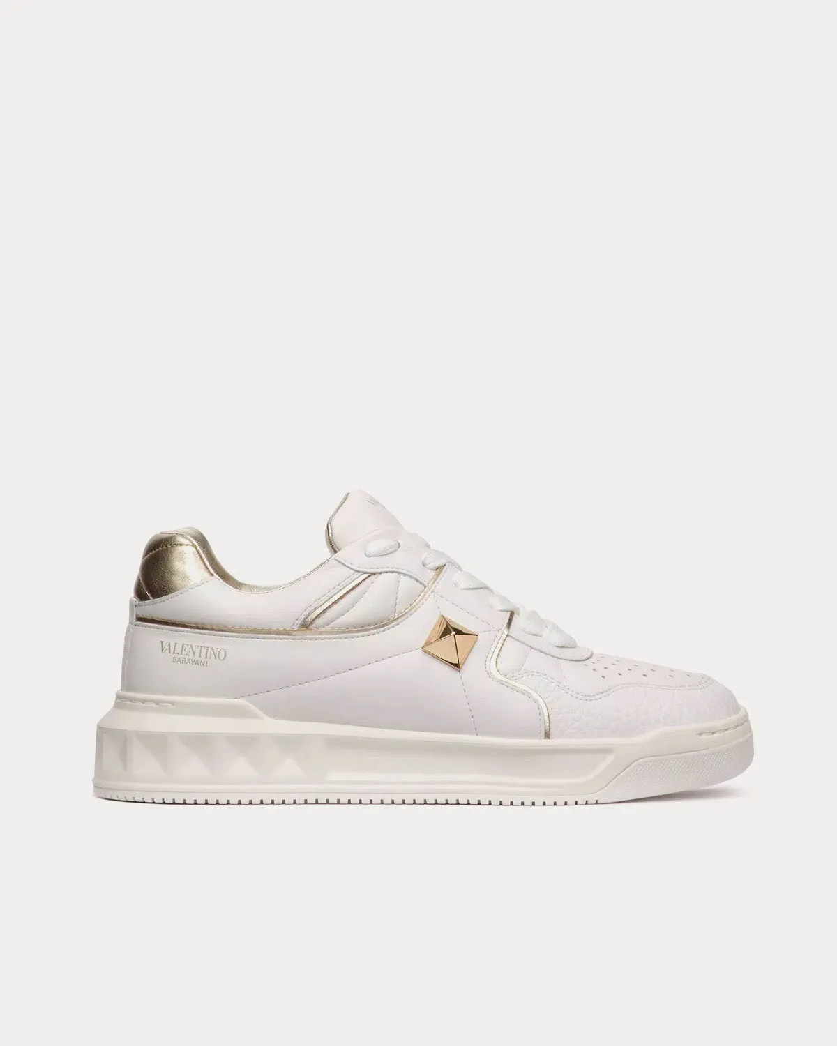 One Stud Calfskin White / Platinum Low Top Sneakers