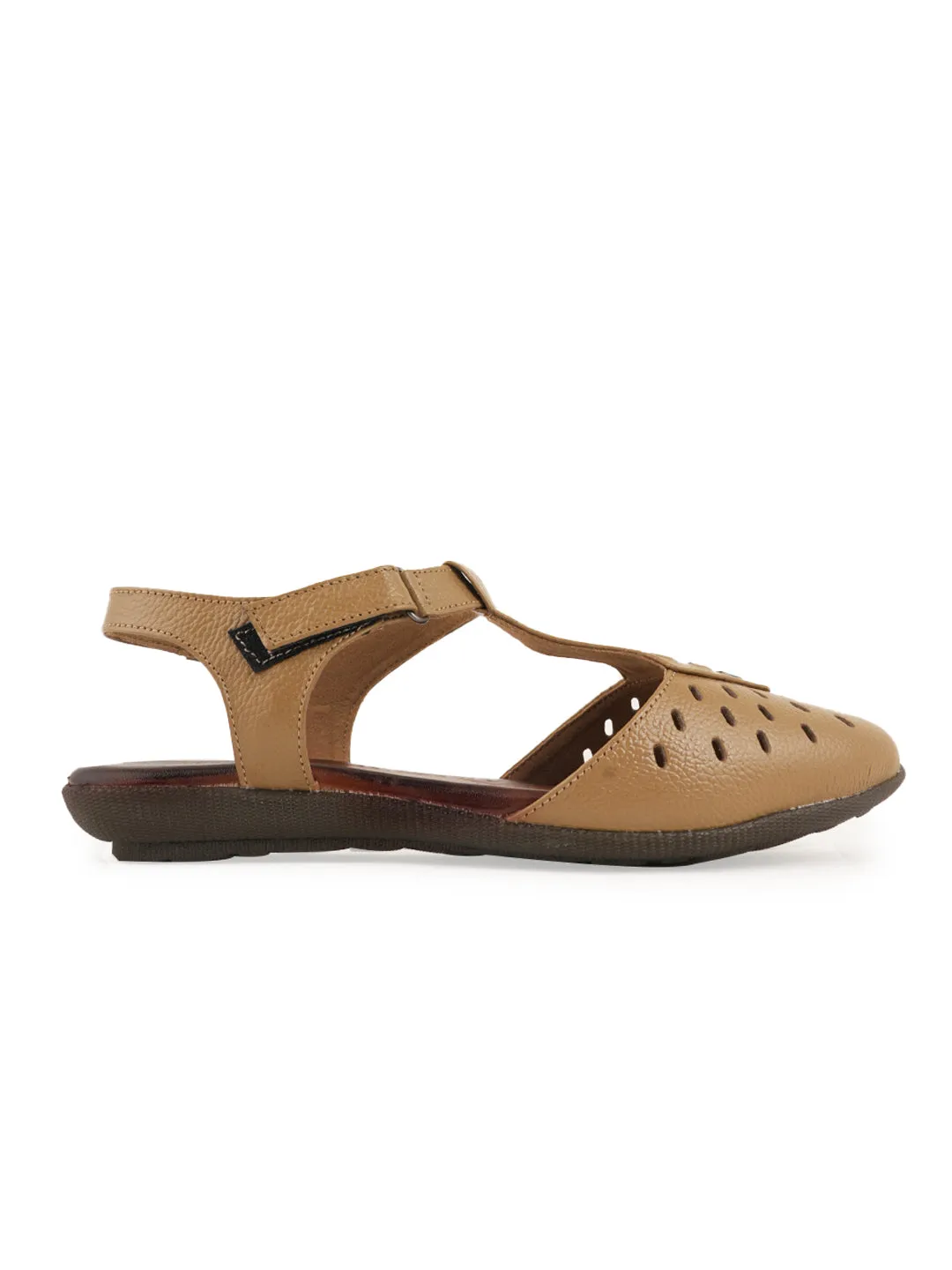 Pelle Albero Flat Beige Leather Sandals