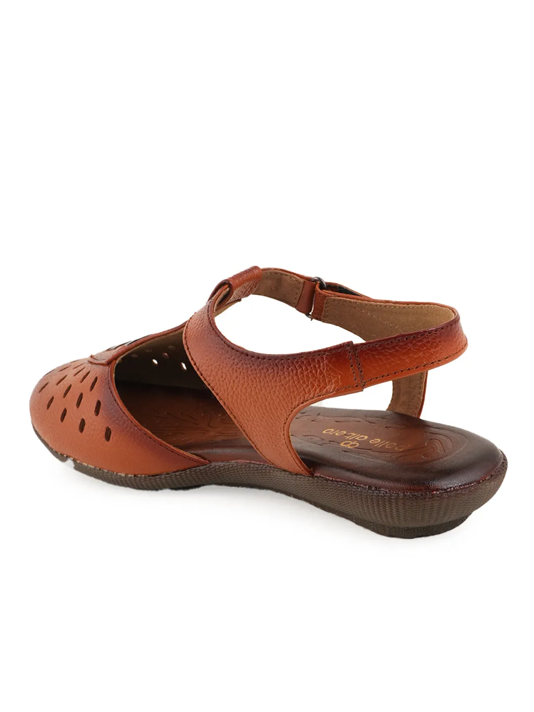Pelle Albero Flat Tan Leather Sandals