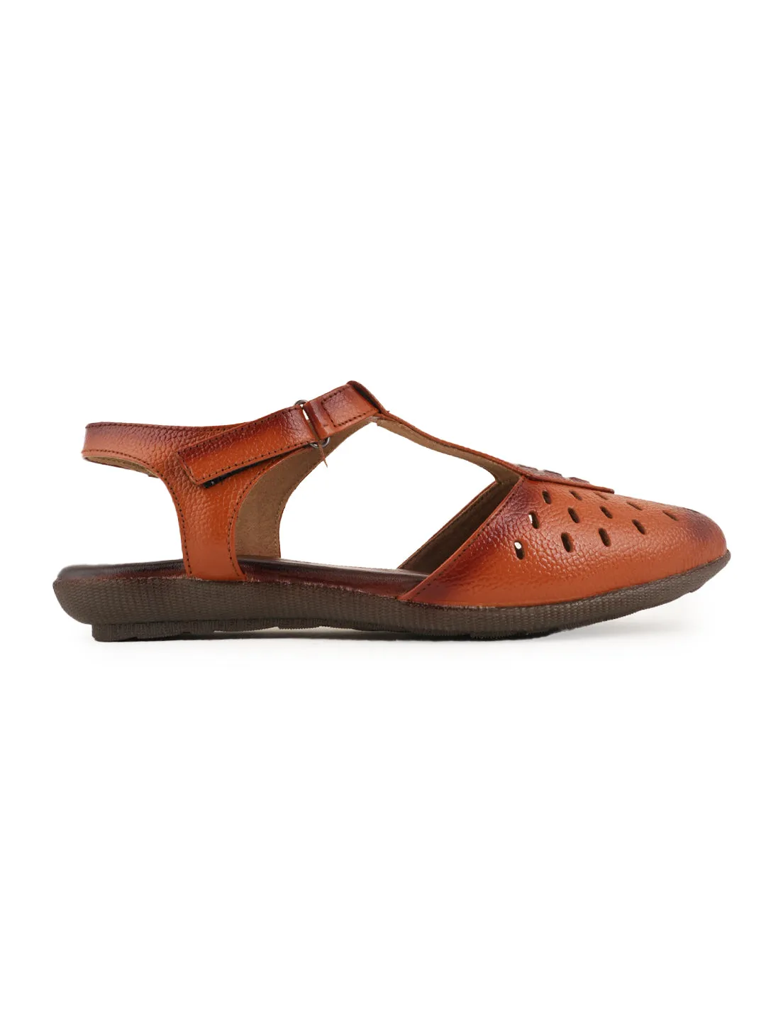 Pelle Albero Flat Tan Leather Sandals