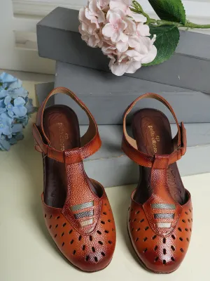 Pelle Albero Flat Tan Leather Sandals