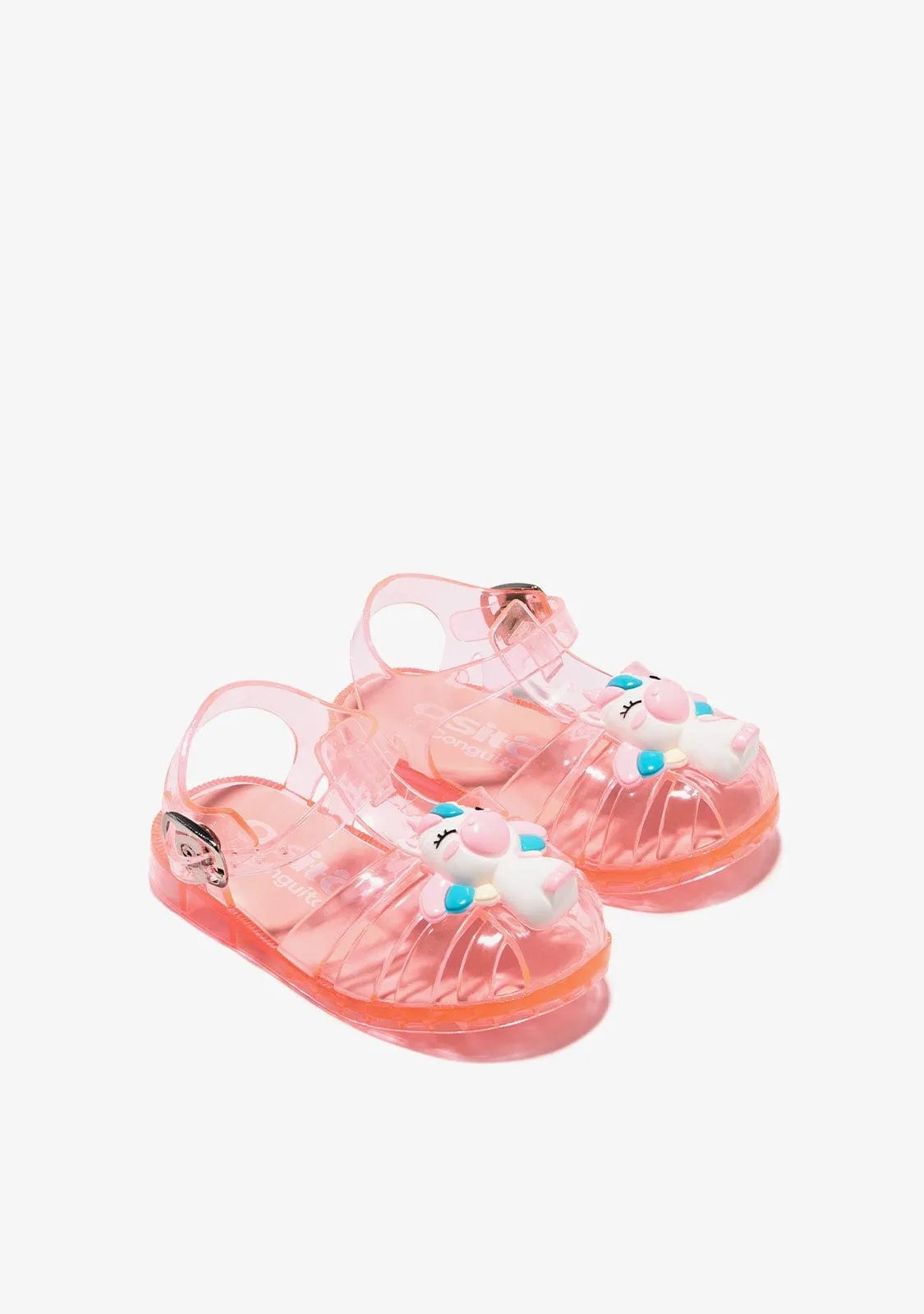 Pink Buckle Jelly Sandals