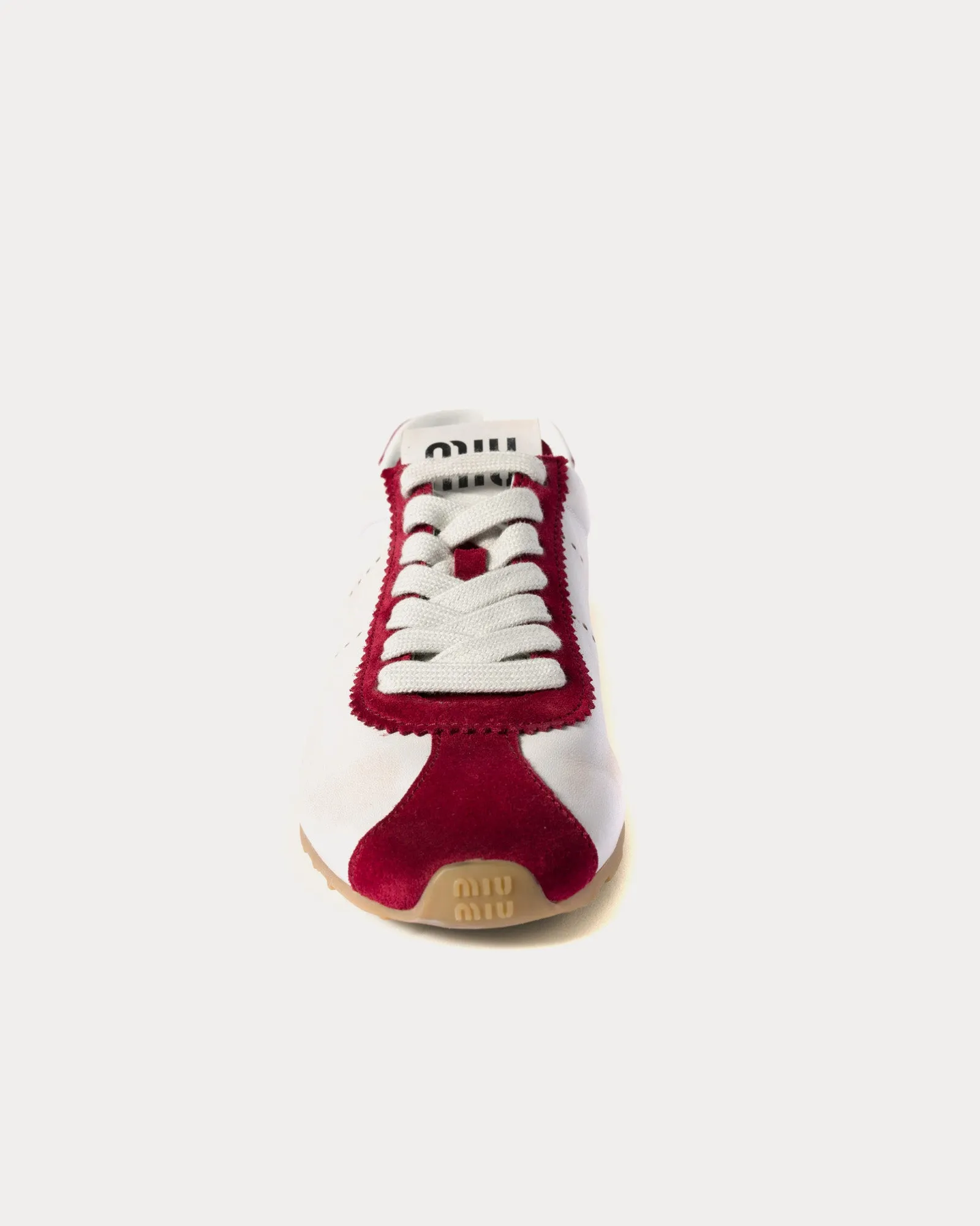 Plume Nappa Leather & Suede White / Cerise Low Top Sneakers