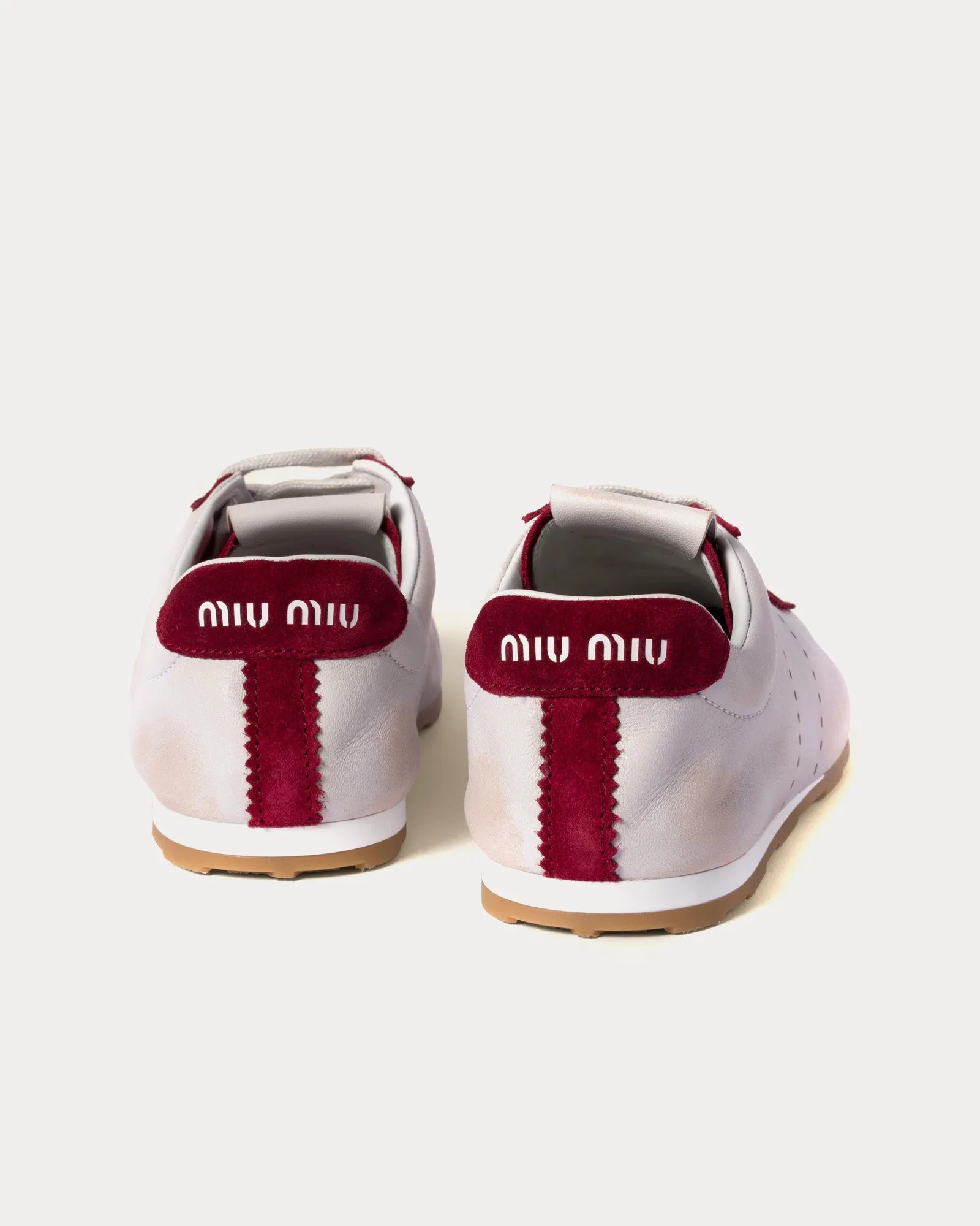 Plume Nappa Leather & Suede White / Cerise Low Top Sneakers