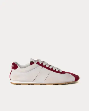 Plume Nappa Leather & Suede White / Cerise Low Top Sneakers