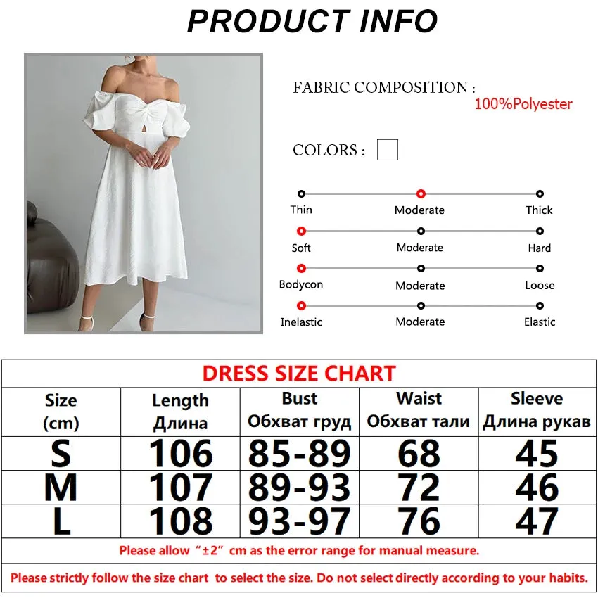 Puff Sleeve Off Shoulder Midi Dress on Textured Fabric