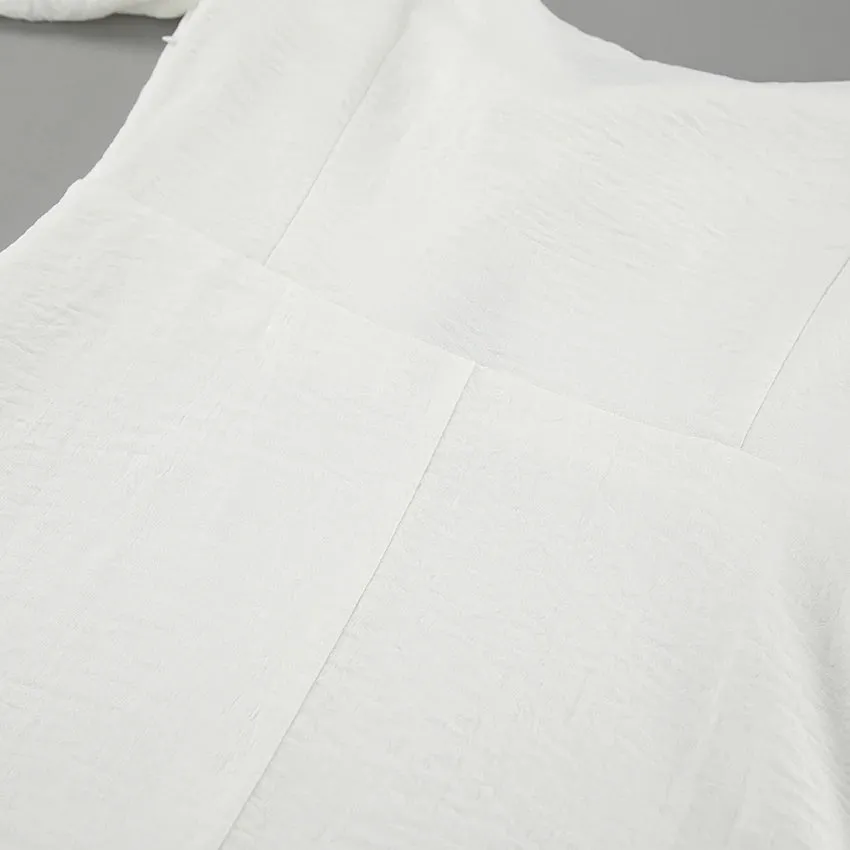 Puff Sleeve Off Shoulder Midi Dress on Textured Fabric
