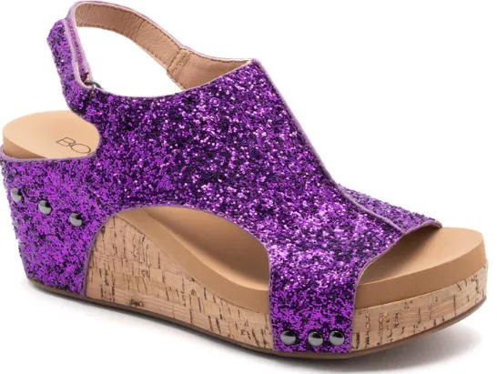 PURPLE GLITTER CARLEY WEDGE