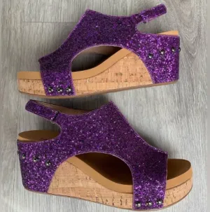 PURPLE GLITTER CARLEY WEDGE