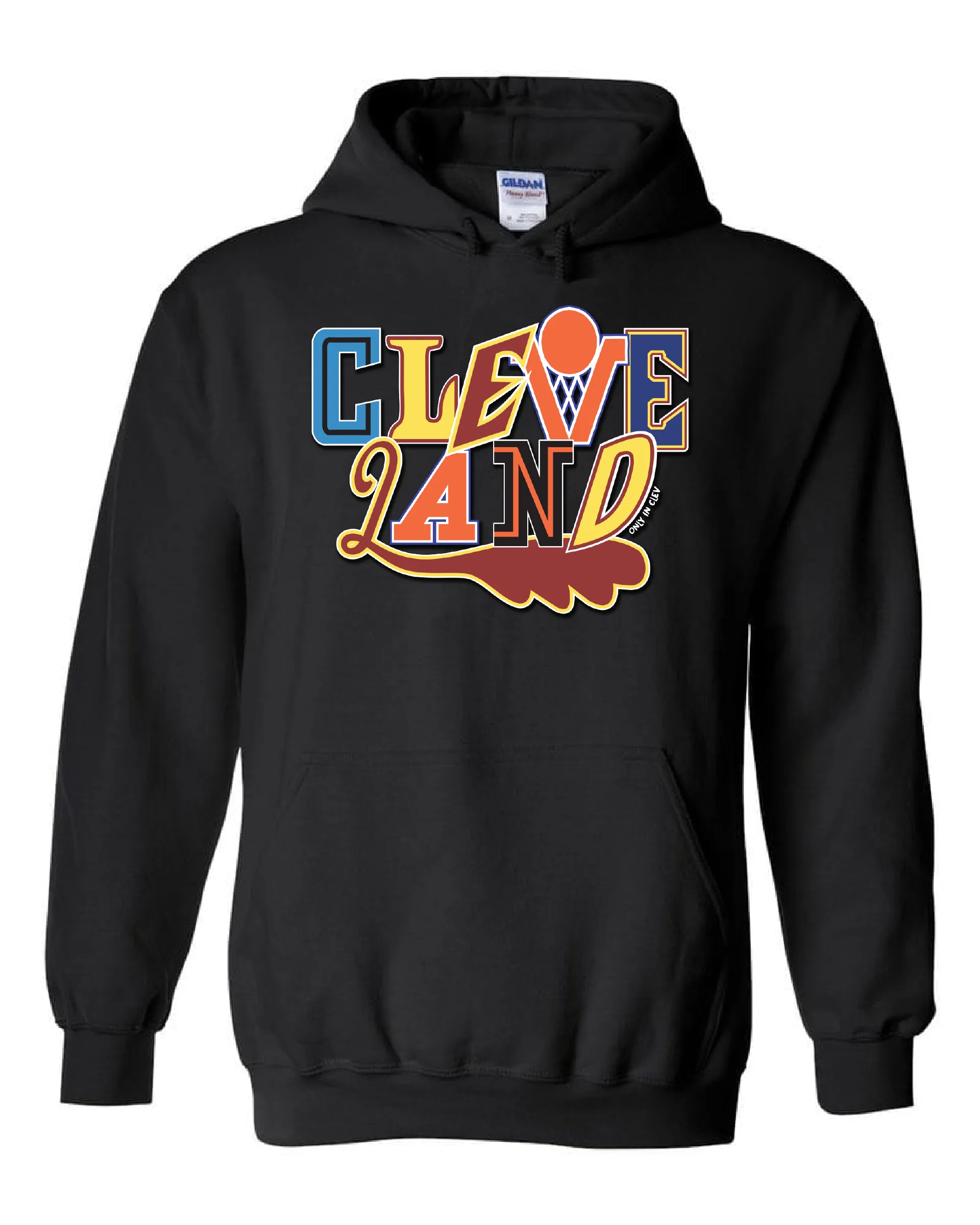 "Cleveland Basketball Collage" Design on Black