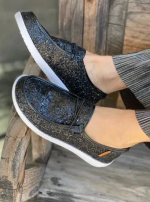 RESHAUNDA BLACK GLITTER SNEAKERS