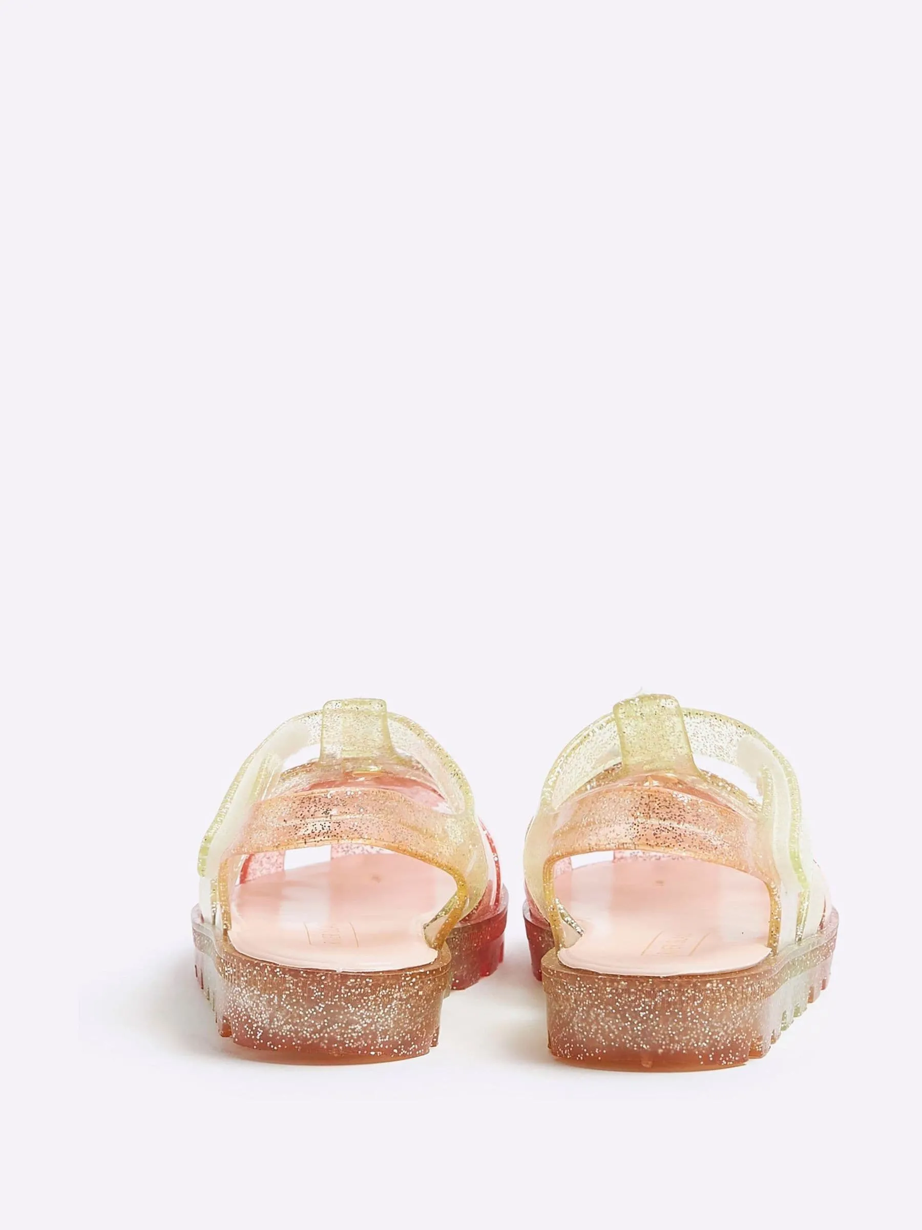 River Island Natural Girls Rainbow Flower Jelly Sandals