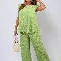 Ruffle Trim Top and Wide Leg Trouser Co-ord Set