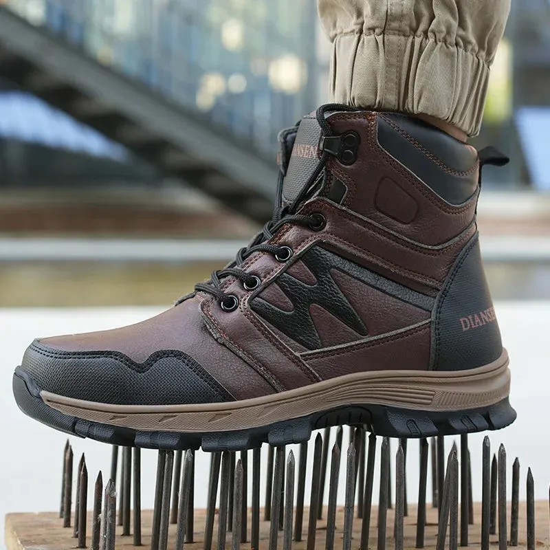 S3  waterproof safety work shoes, PU leather steel toe cap Kevlar midsole, construction shoes