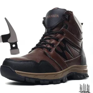 S3  waterproof safety work shoes, PU leather steel toe cap Kevlar midsole, construction shoes