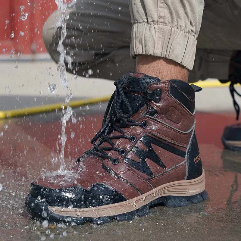 S3  waterproof safety work shoes, PU leather steel toe cap Kevlar midsole, construction shoes
