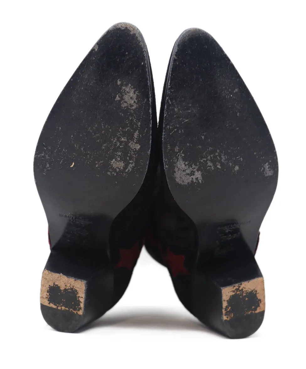 Saint Laurent Black & Burgundy Star Booties sz 7