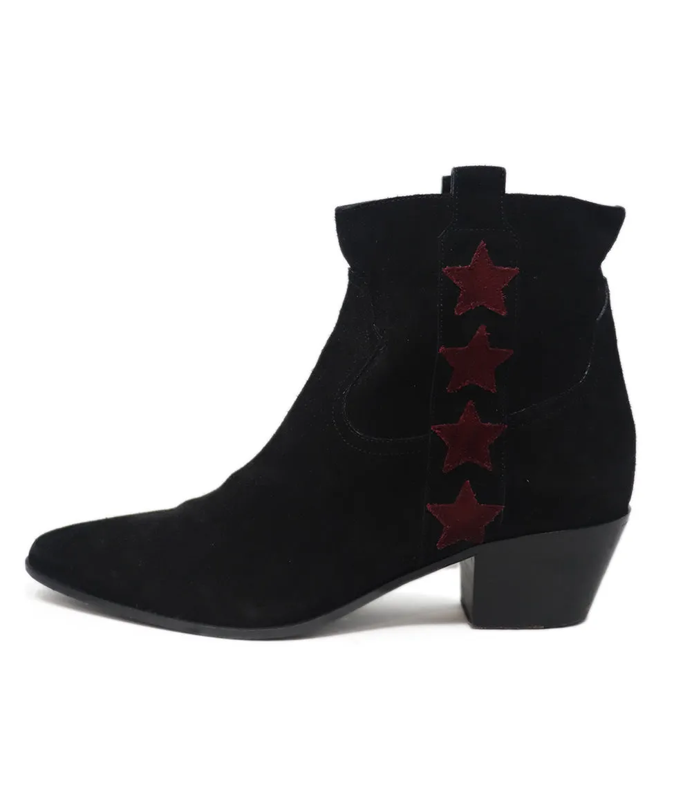 Saint Laurent Black & Burgundy Star Booties sz 7