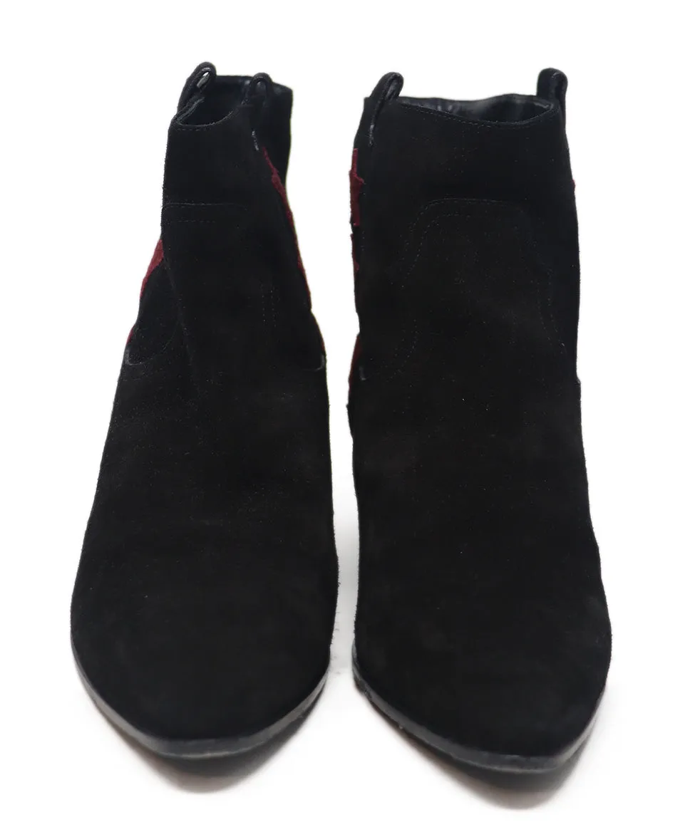 Saint Laurent Black & Burgundy Star Booties sz 7