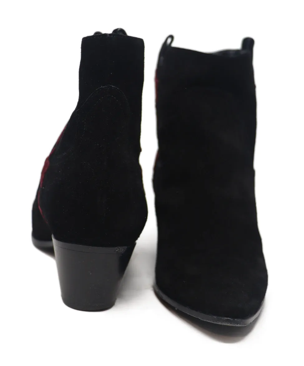 Saint Laurent Black & Burgundy Star Booties sz 7