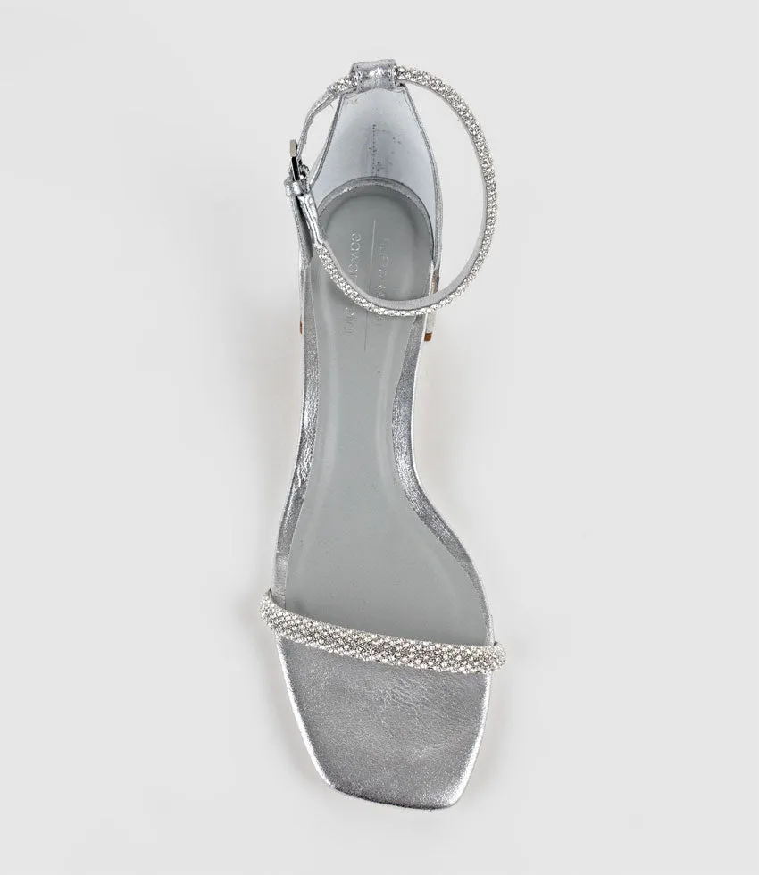 STELLAR50 Crystal Strappy Sandal in Silver