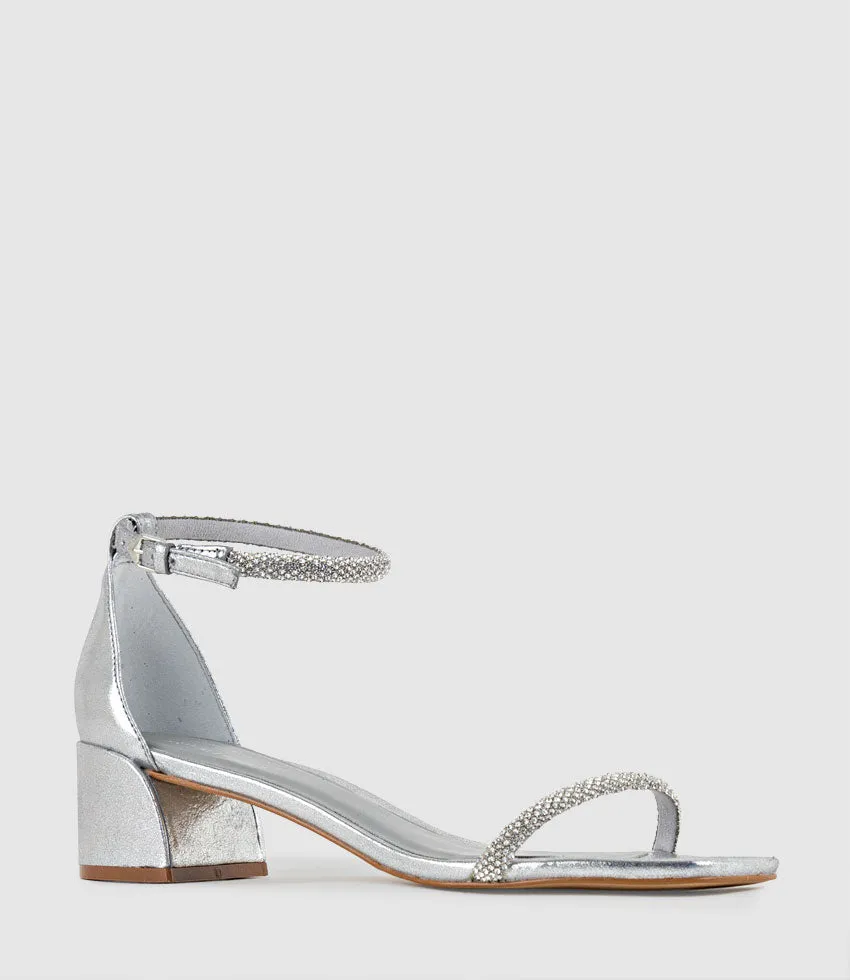 STELLAR50 Crystal Strappy Sandal in Silver
