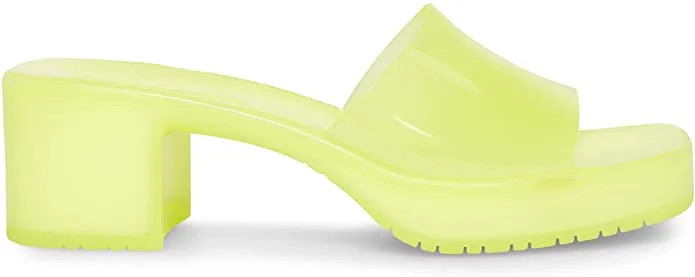 Steve Madden Harlin Citron Open Rounded Toe Slip-On Single Strap Heeled Sandals