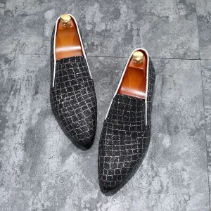 Stylish Men’s Pointed Sequin Glitter Shoes for any Celebration