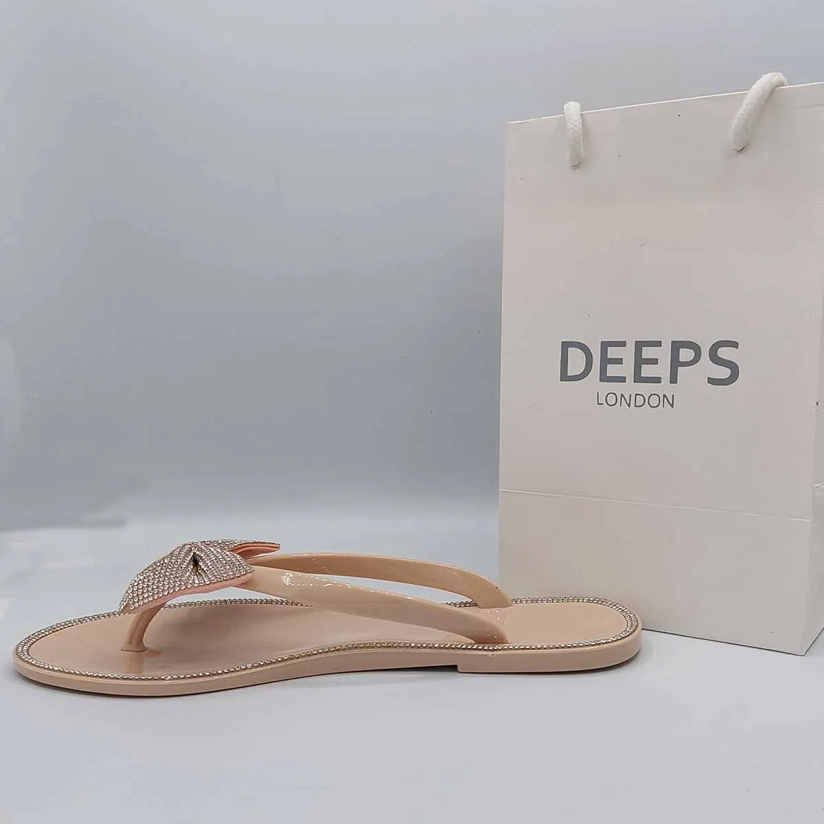 TARA FLAT JELLY DIAMANTE BOW FLIPFLOP SANDALS