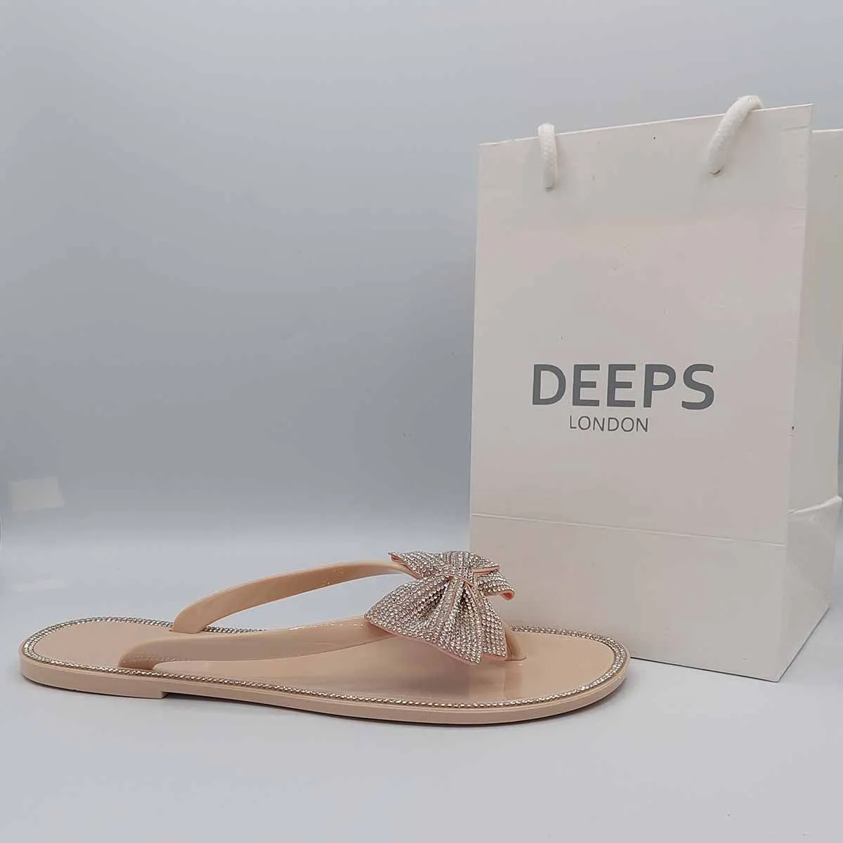 TARA FLAT JELLY DIAMANTE BOW FLIPFLOP SANDALS