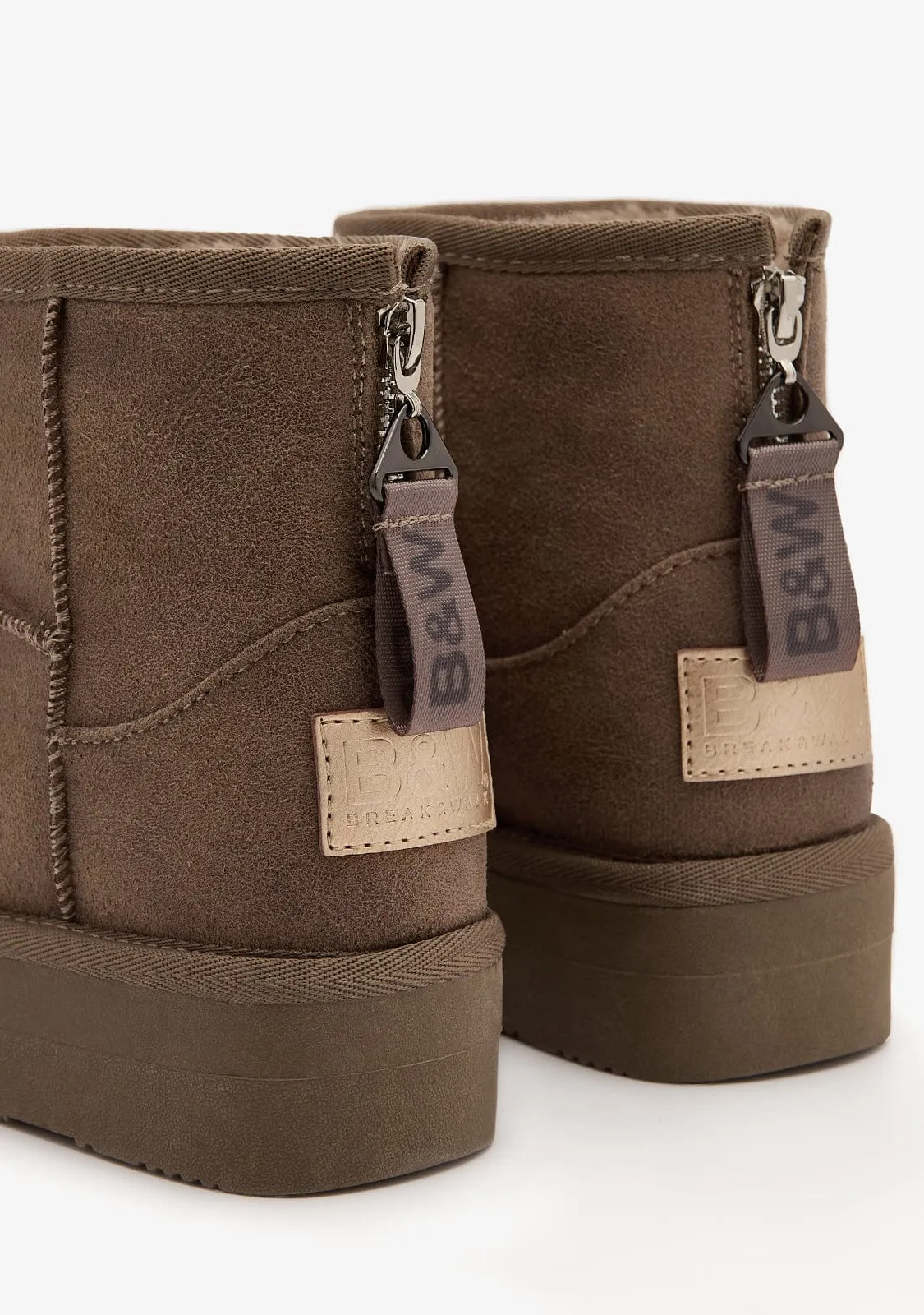 Taupe Zipper Australian Boots B&W