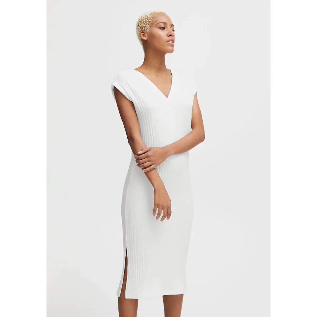 V-Neck Terry Towel Midi Dress