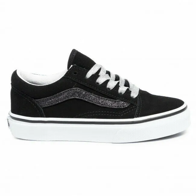 Vans Old Skool VN0A4BUUXNO1 Youth Kid's Black Glitter Side Strip Shoes FB287