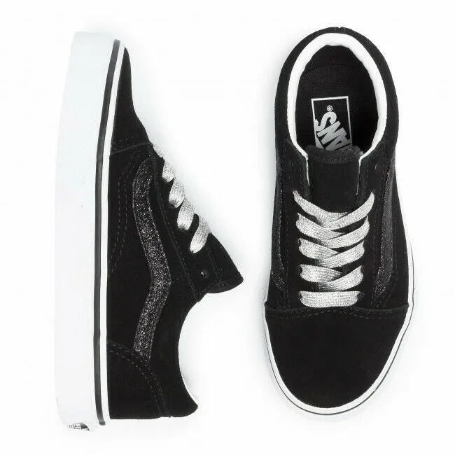 Vans Old Skool VN0A4BUUXNO1 Youth Kid's Black Glitter Side Strip Shoes FB287