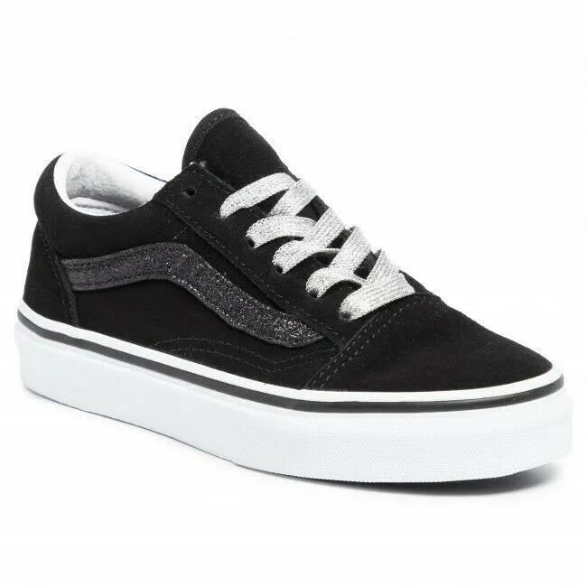 Vans Old Skool VN0A4BUUXNO1 Youth Kid's Black Glitter Side Strip Shoes FB287