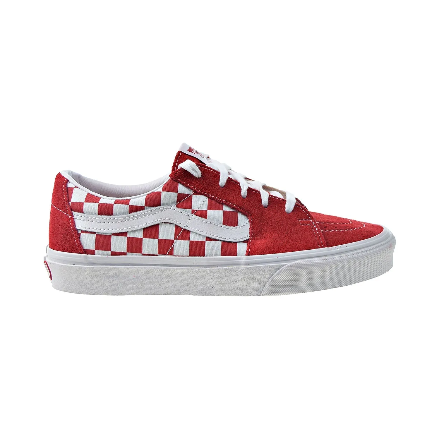 Vans Sk8 Low Men's Shoes Red Canvas Suede-Checkerboard White