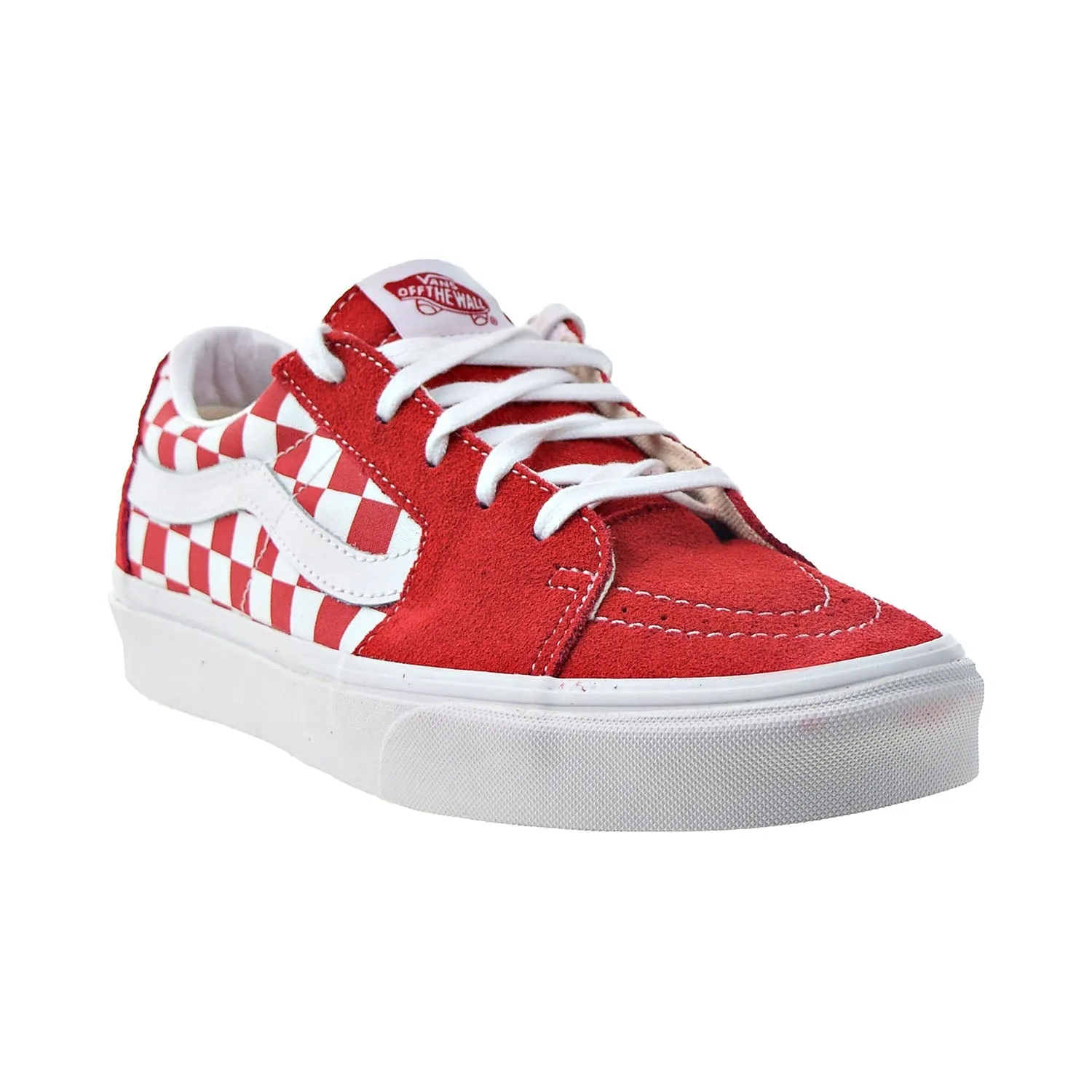 Vans Sk8 Low Men's Shoes Red Canvas Suede-Checkerboard White
