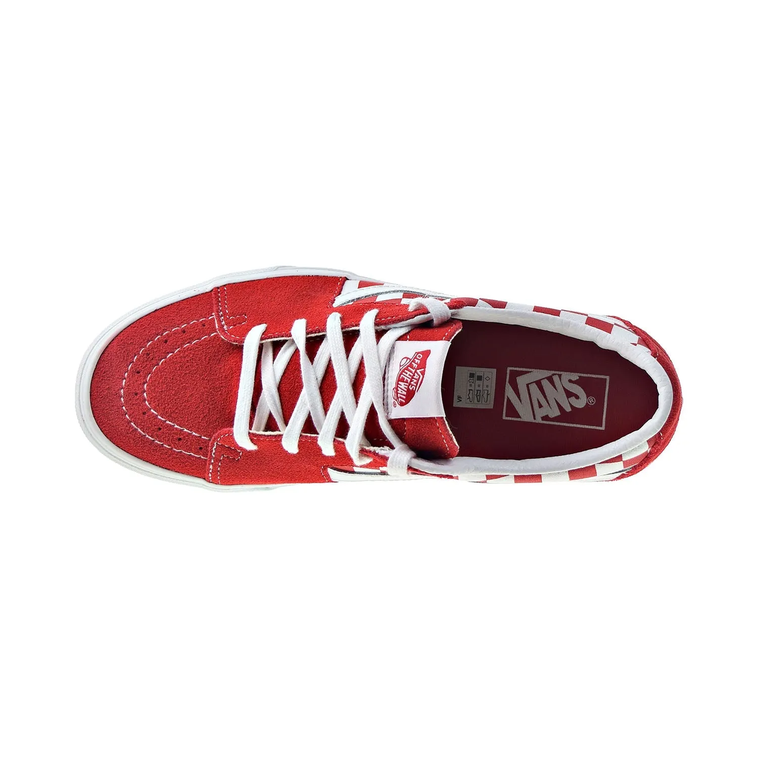 Vans Sk8 Low Men's Shoes Red Canvas Suede-Checkerboard White