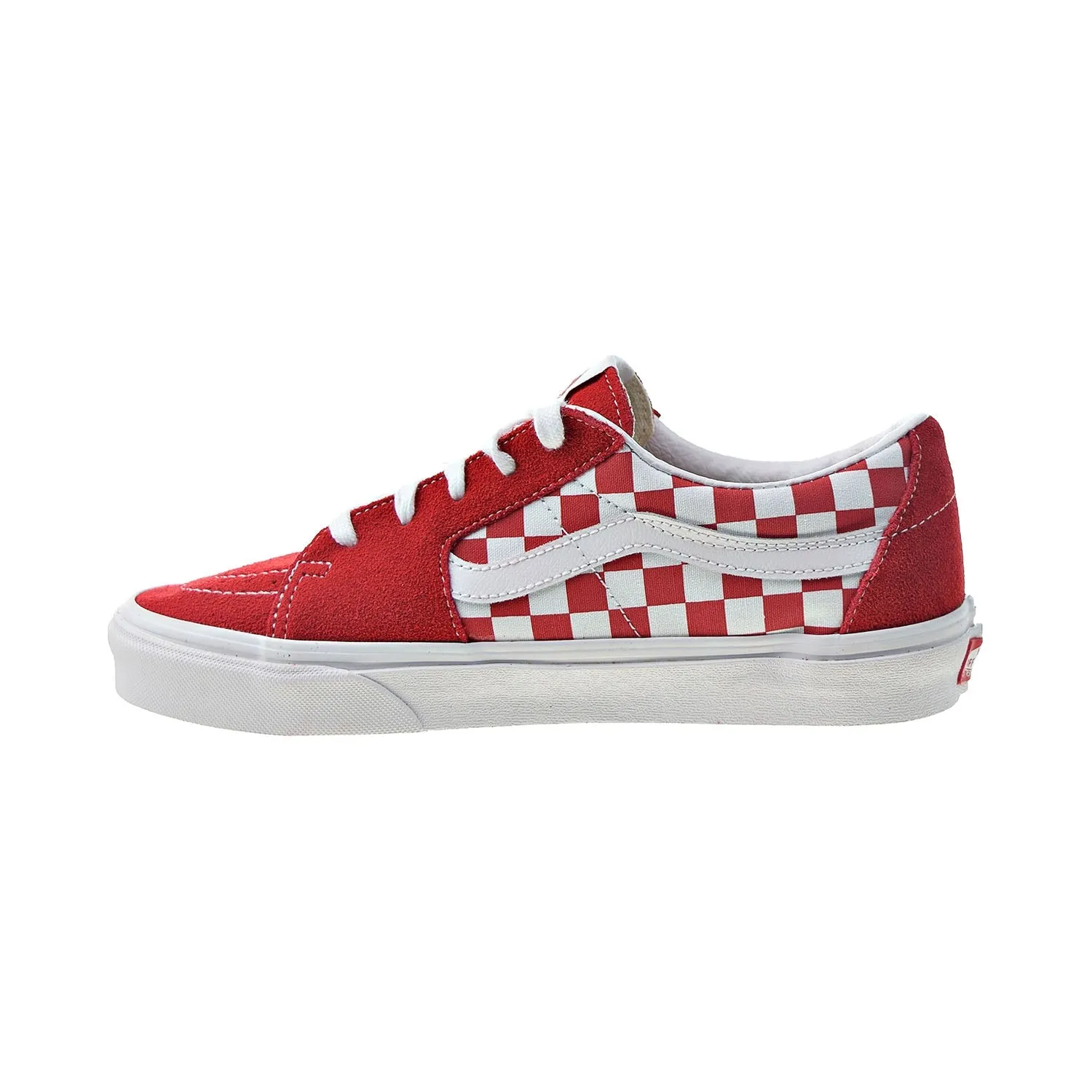 Vans Sk8 Low Men's Shoes Red Canvas Suede-Checkerboard White