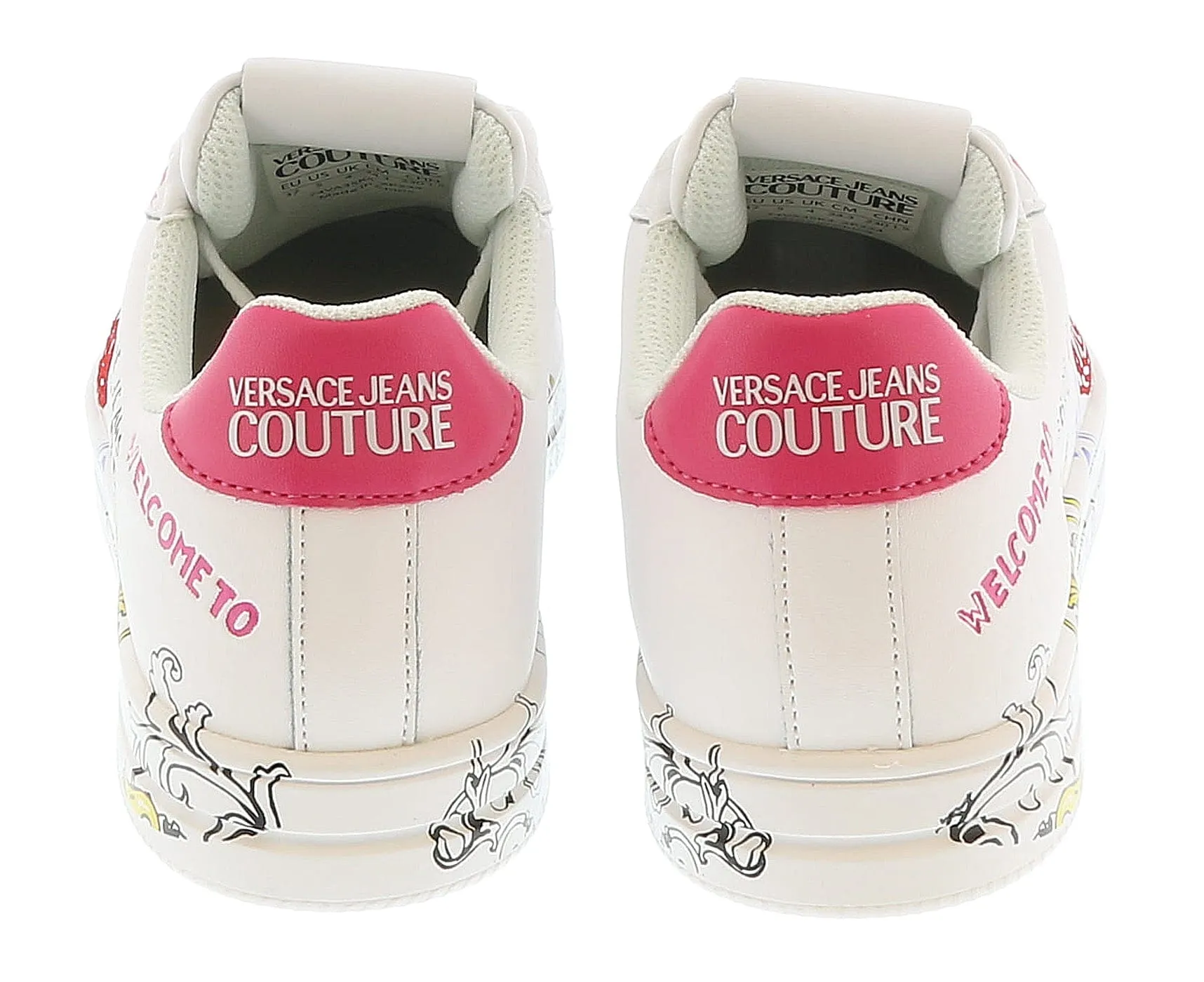 Versace Jeans Couture White Printed Fashion Court Sneakers-