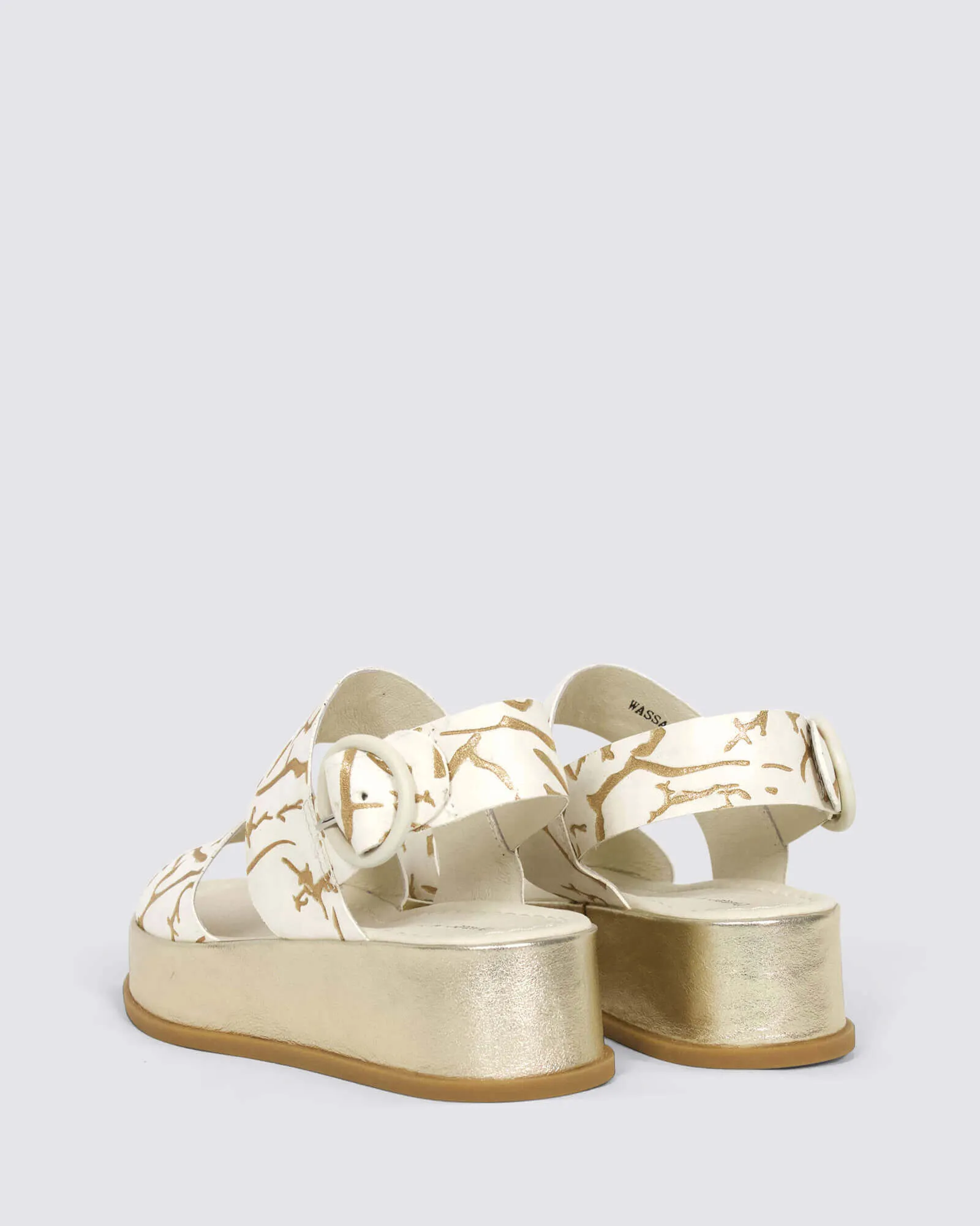 WASSARO PLATFORM SANDALS ALMOND/GOLD LEATHER