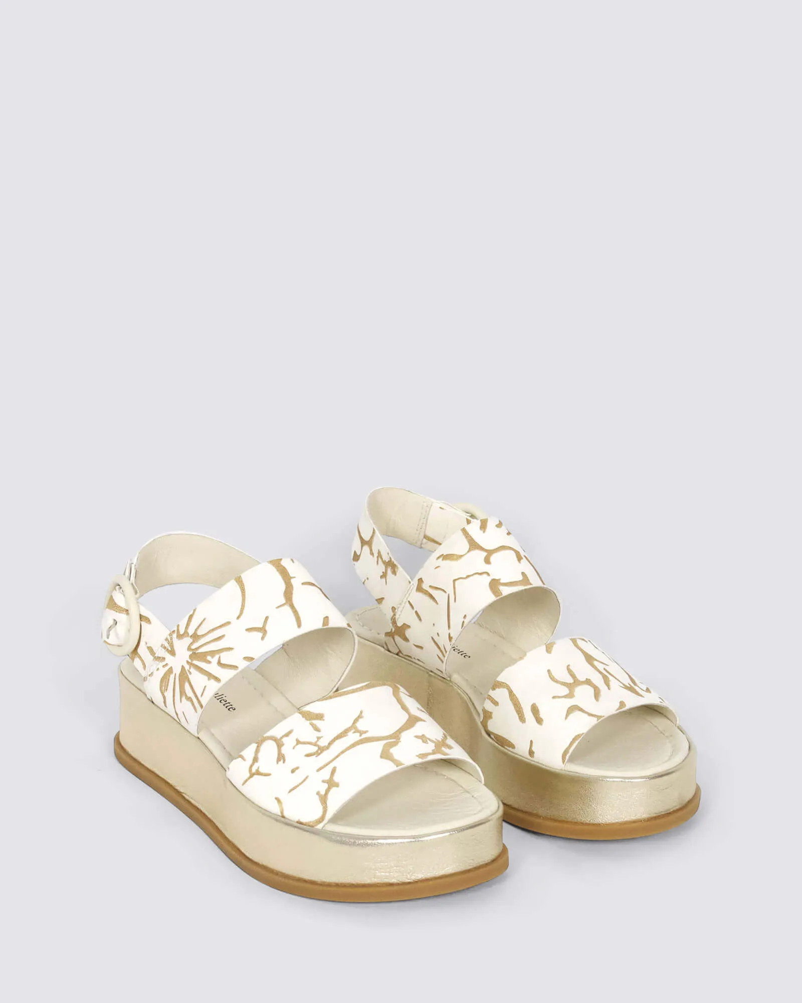 WASSARO PLATFORM SANDALS ALMOND/GOLD LEATHER