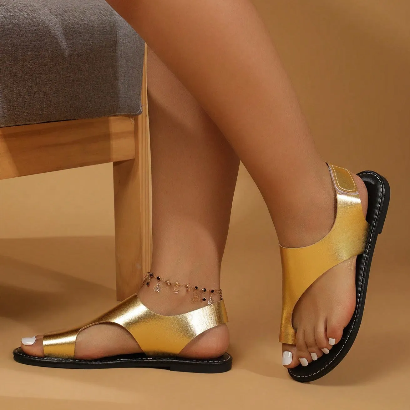 Women Minimalist Slingback Thong Sandals, Funky Summer Flat Sandals