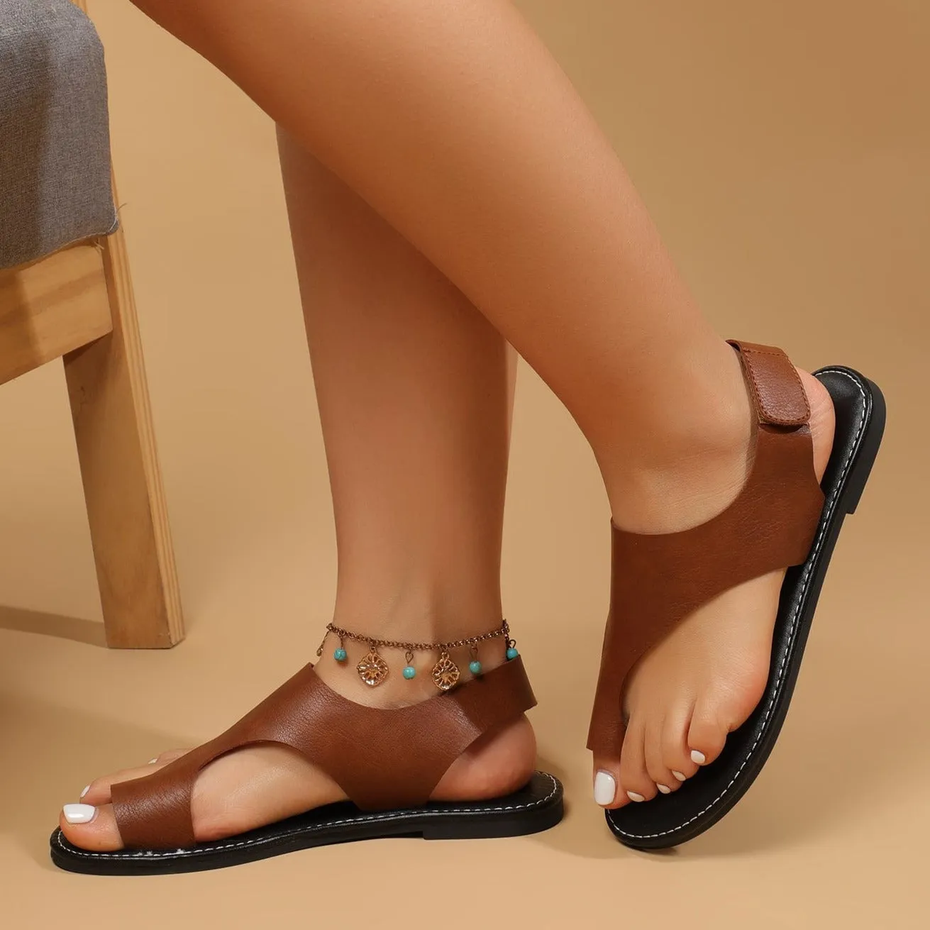 Women Minimalist Slingback Thong Sandals, Funky Summer Flat Sandals